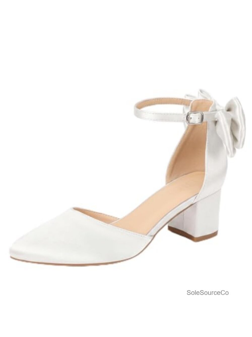 Women's Closed Toe Block Heels Ankle Strap Pumps Bow Heels
